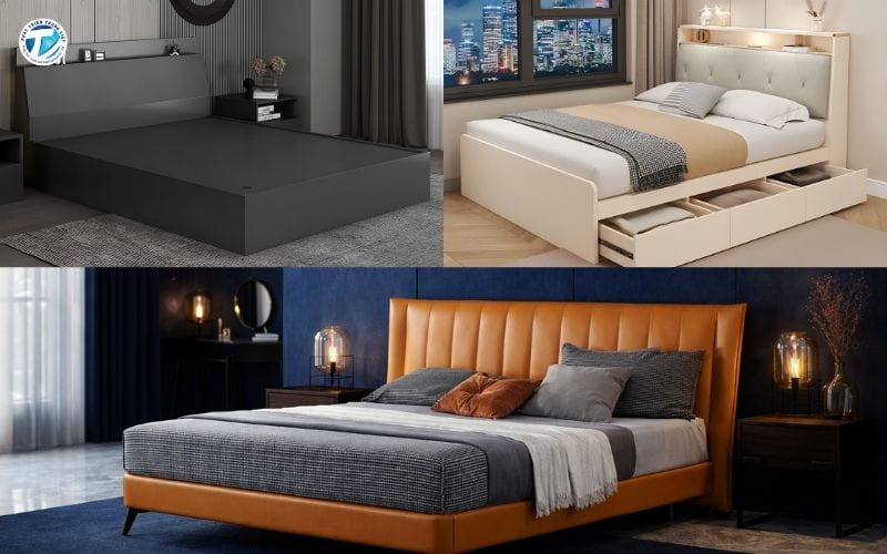 Giường king size chất liệu gỗ công nghiệp hiện đại